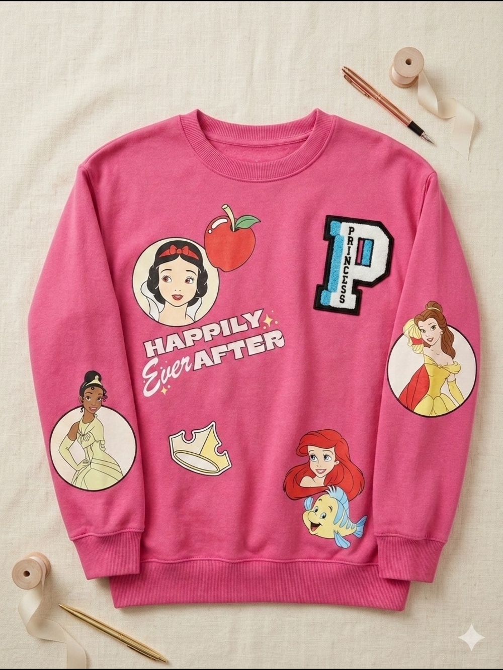 Pink Disney Princess 'Happily Ever After' Sweatshirt Size Small